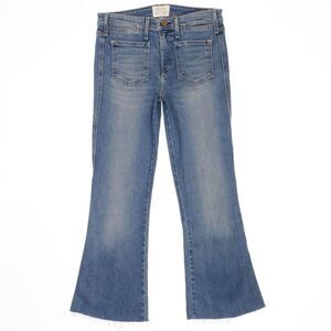 McGuire Jeans Womens Size 28 Measure 29 x 26 Flare Ankle High Waist Blue Raw Hem